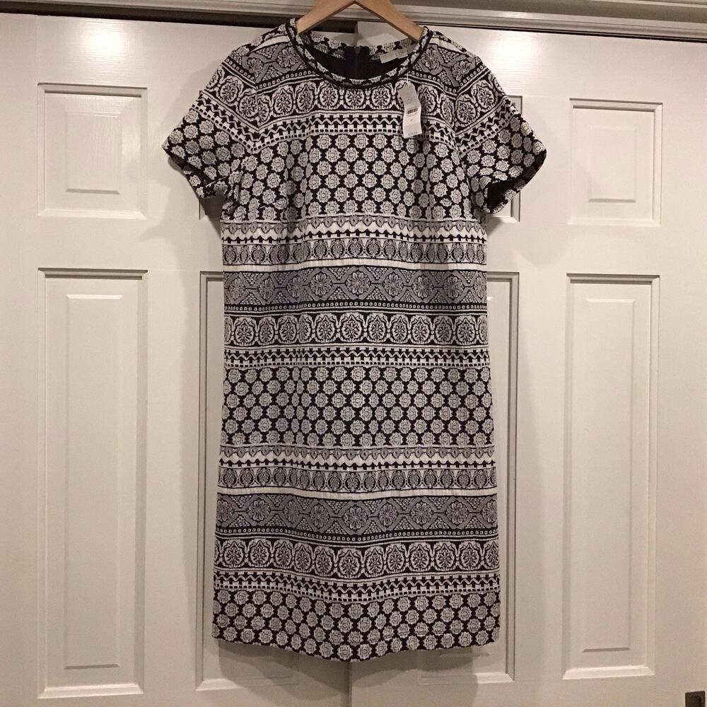 NWT Loft Midi Navy Dress Sz M Cotton Boho Coastal Preppy Event Career New$80